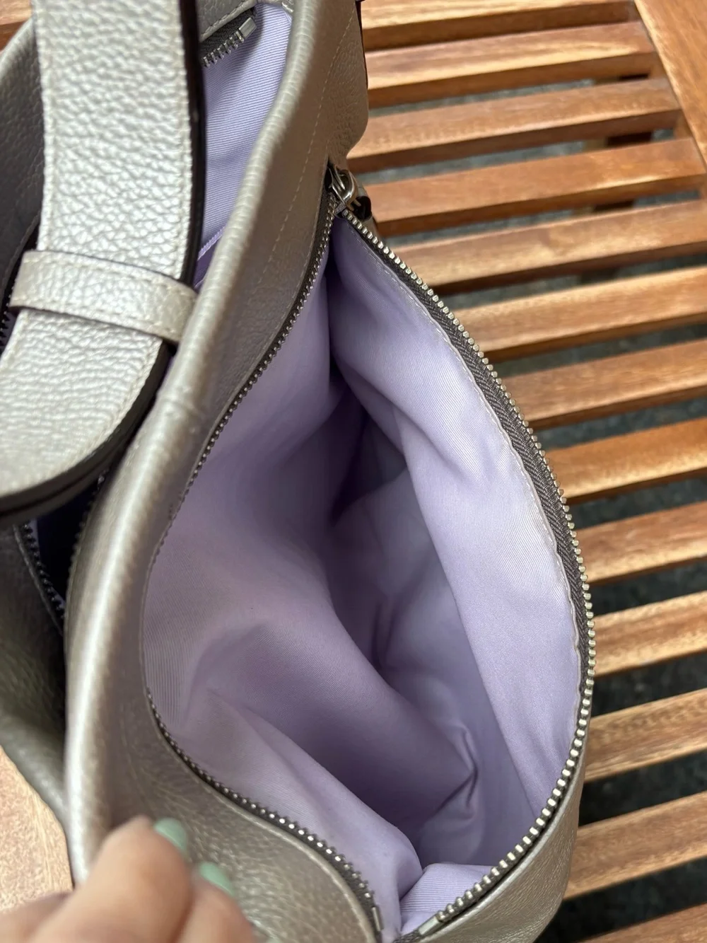 Coach Metallic Silver Pebbled Leather Hobo Bag